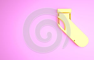 Yellow Baseball sock icon isolated on pink background. Minimalism concept. 3d illustration 3D render