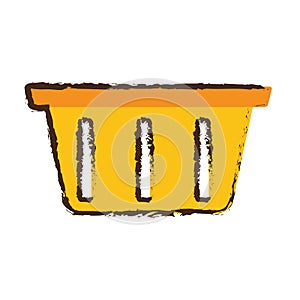 Yellow basket shopping online store sketch
