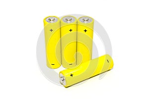 Yellow battery on white background , isolated