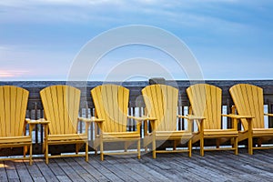 Yellow Beach Chairs in a Row