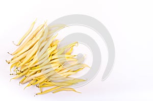 Yellow beans on a white background. Frame
