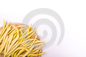 Yellow beans on a white background. Frame