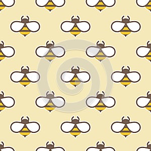 Yellow Bee Pattern Cream Background