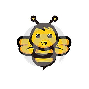 Yellow Bee Vector Map, Icon, Logo