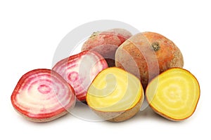 Yellow beets and red chioggia beets