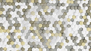 Yellow beige abstract background with hexagons. 3d illustration, 3d rendering