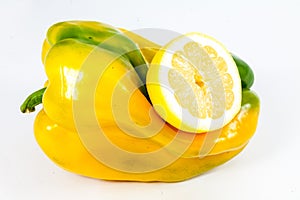 Yellow Bell Pepper with Green Stripe