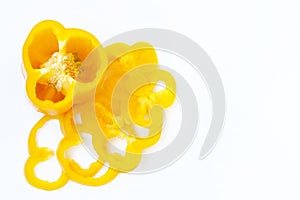 Yellow bell pepper, isolate on white background, top view