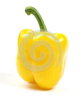 Yellow bell pepper paprika isolated on white. Healthy vegetable ingredient vegetarian green freshness single object nutrition eat