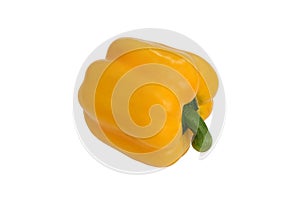 Yellow bell pepper, a staple food ingredient, on white background