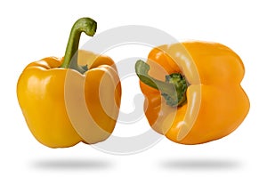 Yellow bell peppers isolated on white