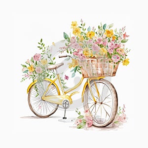 A Yellow Bicycle Built for Flowers: Springtime Joyride AI Generated