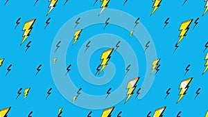 Yellow big thunderbolts pattern in 80s style