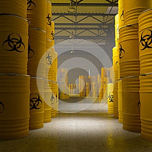 yellow bins with bacteriological danger symbol