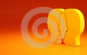 Yellow Bipolar disorder icon isolated on orange background. Minimalism concept. 3d illustration 3D render