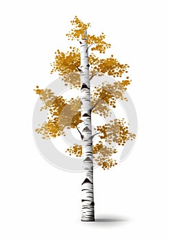 Yellow Birch Tree Icon On White Background
