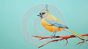 Vibrant Wildlife Painting: Colorful Bird On Blue Background photo