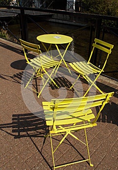 Yellow Bistro Charis and Table