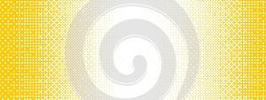 Yellow bitmap gradient texture. Fading pixelated 8 bit gradation pattern. Repeating dotted dither halftone background