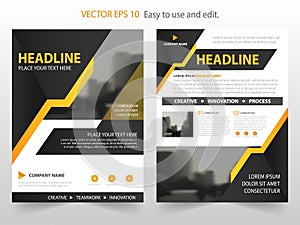 Yellow black abstract annual report Brochure design template vector. Business Flyers infographic magazine poster.Abstract layout