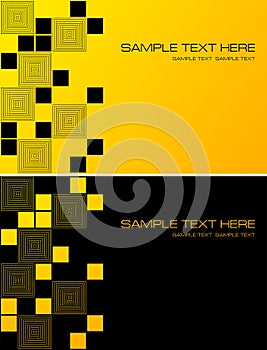Yellow and black abstract background with squares