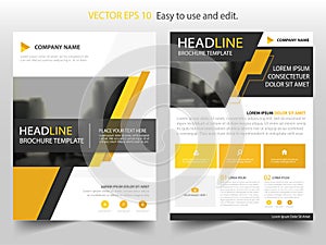 Yellow black abstract brochure annual report flyer design template vector, Leaflet cover presentation abstract flat background