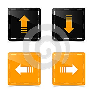 Yellow black arrow vector icons set