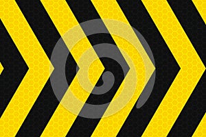 Yellow and black arrows, Yaellow light, background, black, techno. Yellow and black arrow background with hexagon pattern