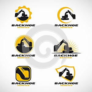 Yellow and black Backhoe logo vector set design