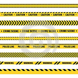 Yellow And Black Barricade Construction Tape. Police Warning Line. Brightly Colored Danger or Hazard Stripe. Vector