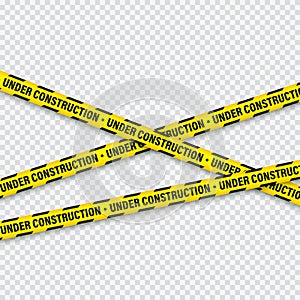 Yellow And Black Barricade Construction Tape. Police Warning Line. Brightly Colored Danger or Hazard Stripe. Vector