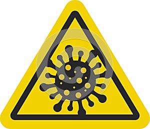 Yellow and black biohazard warning sign - vector