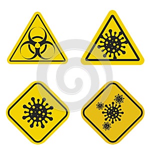 Yellow and black biohazard warning sign - vector