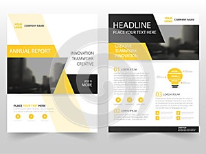 Yellow black business Brochure Leaflet Flyer annual report template design, book cover layout design