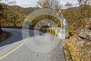 Yellow and black car wheels for protection.