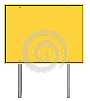 Yellow and black caution road sign