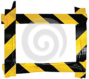 Yellow Black Caution Warning Barricade Tape Notice Sign Frame, Horizontal Adhesive Sticker Background, Diagonal Hazard Stripes