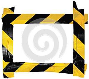 Yellow Black Caution Warning Barricade Tape Notice Sign Frame, Horizontal Adhesive Sticker Background, Diagonal Hazard Stripes