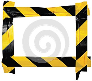 Yellow Black Caution Warning Barricade Tape Notice Sign Frame, Horizontal Adhesive Sticker Background, Diagonal Hazard Stripes