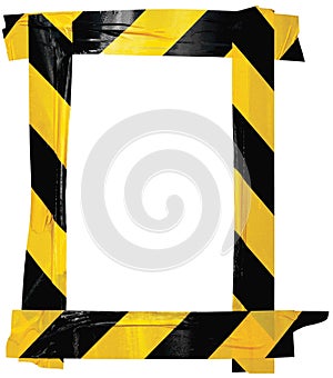 Yellow Black Caution Warning Barricade Tape Notice Sign Frame, Vertical Adhesive Sticker Background, Diagonal Hazard Stripes