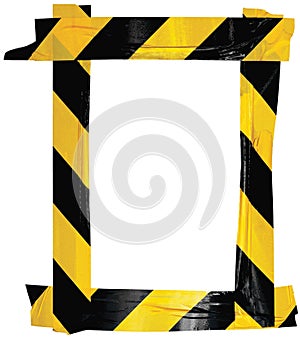 Yellow Black Caution Warning Barricade Tape Notice Sign Frame, Vertical Adhesive Sticker Background, Diagonal Hazard Stripes