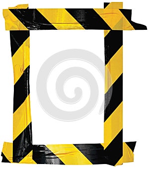 Yellow Black Caution Warning Barricade Tape Notice Sign Frame, Vertical Adhesive Sticker Background, Diagonal Hazard Stripes