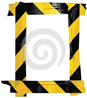 Yellow Black Caution Warning Barricade Tape Notice Sign Frame, Vertical Adhesive Sticker Background Diagonal Hazard Stripes Signal