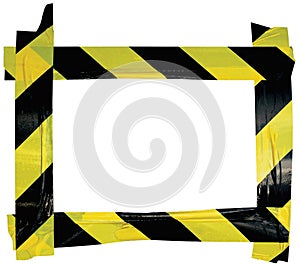 Yellow Black Caution Warning Tape Notice Sign Frame, Horizontal Adhesive Sticker Background, Diagonal Hazard Stripes Signal Safety