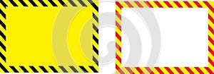 Yellow Black Caution Warning and yellow red blank Warning