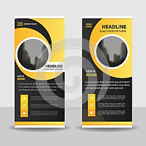 Yellow black Circle roll up business brochure flyer banner design , cover presentation abstract geometric background,