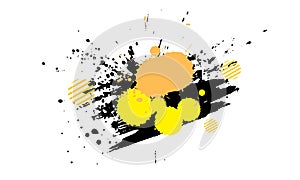 yellow black color drop splatter watercolor in grunge graphic style on white background