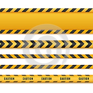 Yellow and black danger tapes. Caution lines isolated. Vector illustration