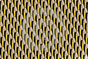 Yellow and black graphite Pencils Pattern background. 3d illustration