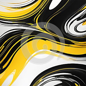 Yellow,black ink splashes isolated on white background